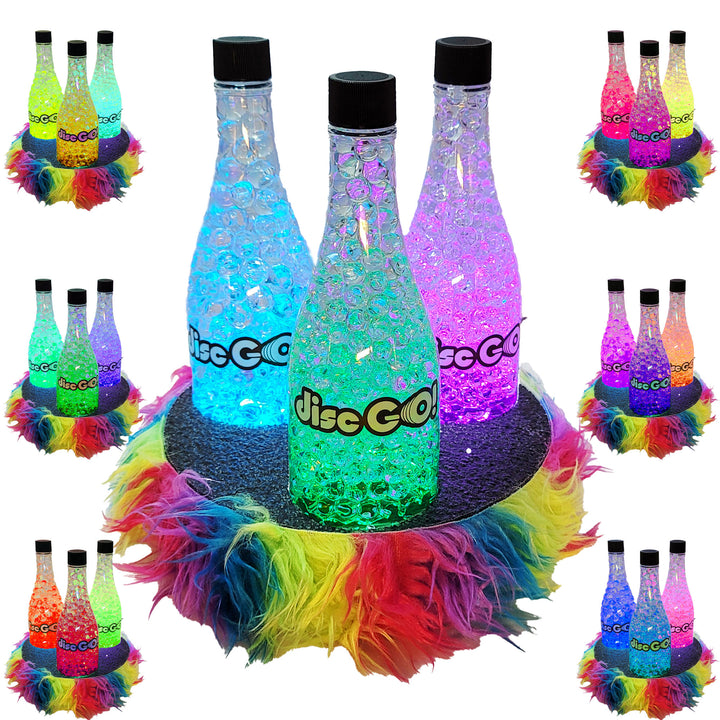 Disc GO! LED Triple Bottle Target System w/ Rainbow Fur Stable Base