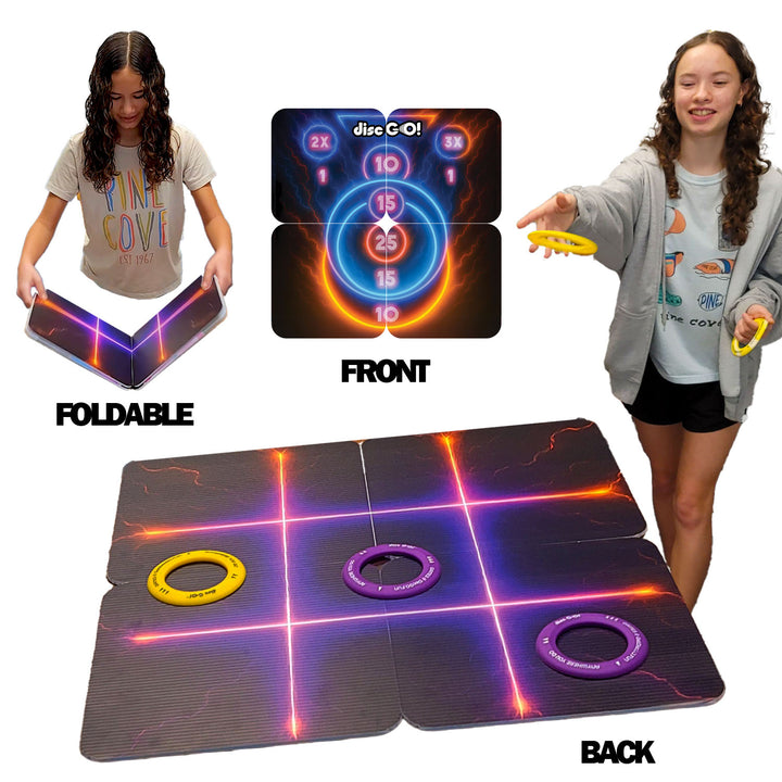 22" Foldable Target Game Mat - Skeeball + Tic-Tac-Toe Theme